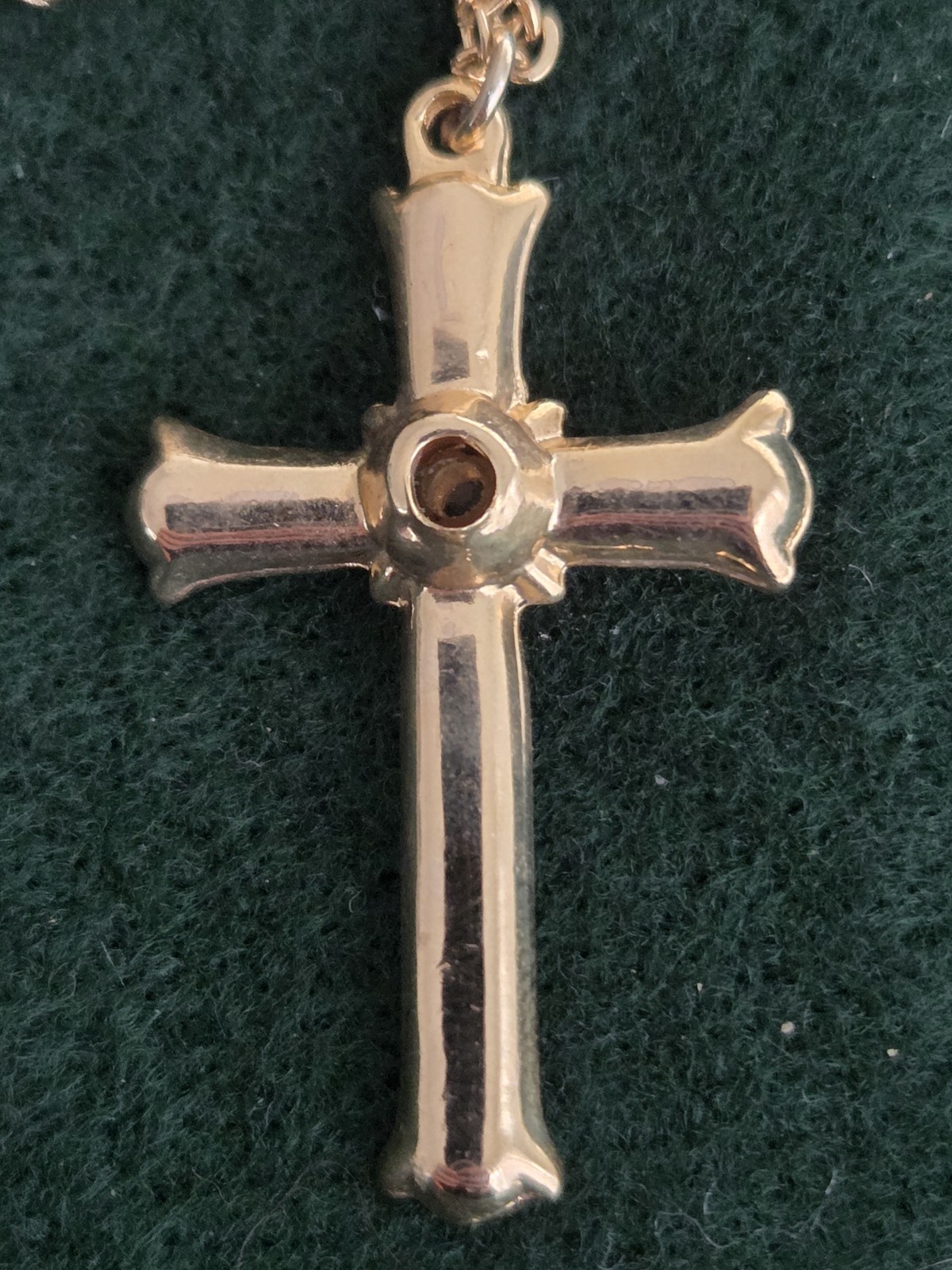 New Vintage Cross Necklace Gold Iridescent Rhinestone 40x24mm Pendant 46cm Chain