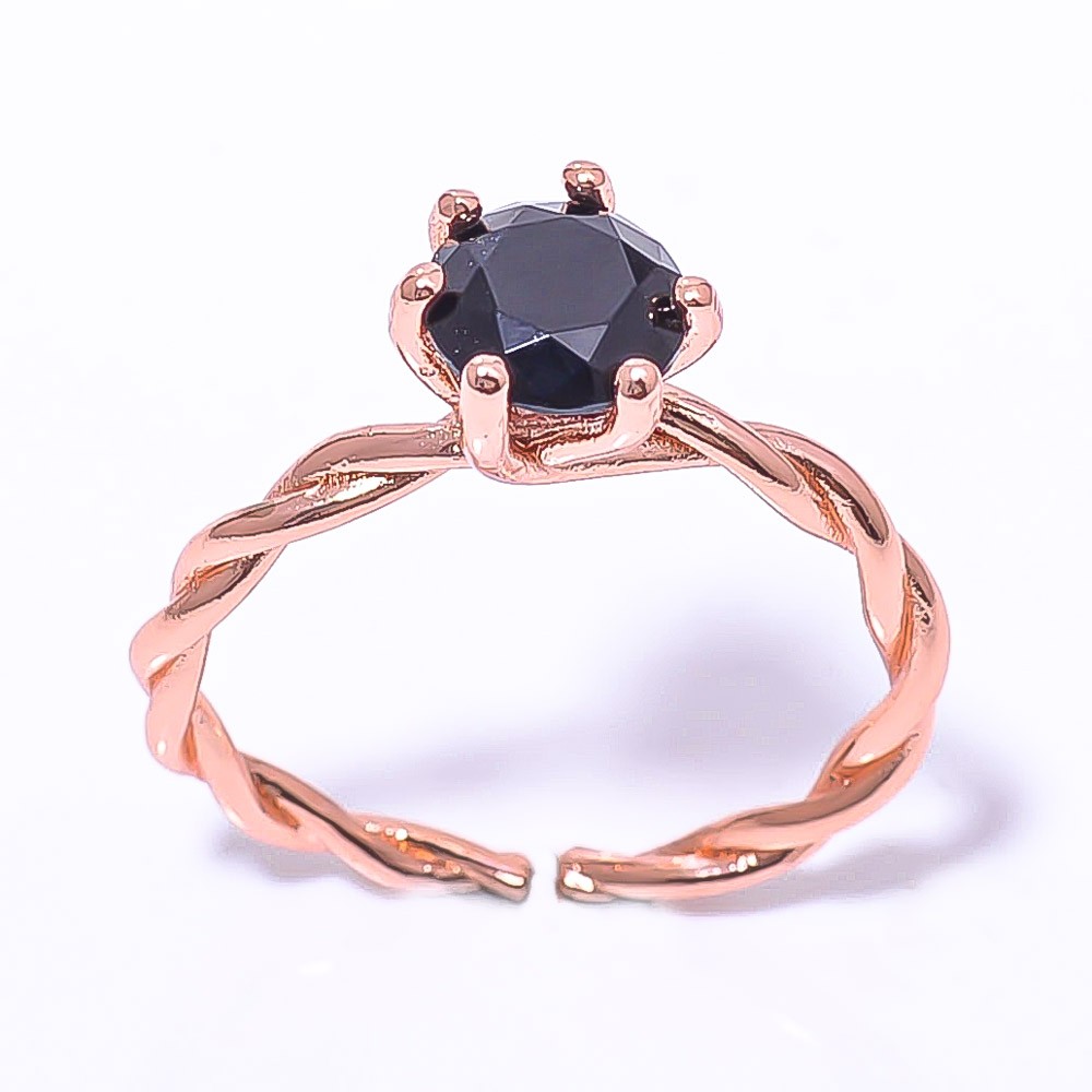 Black Spinel Gemstone Rose Gold Plated Ring Adst (5)