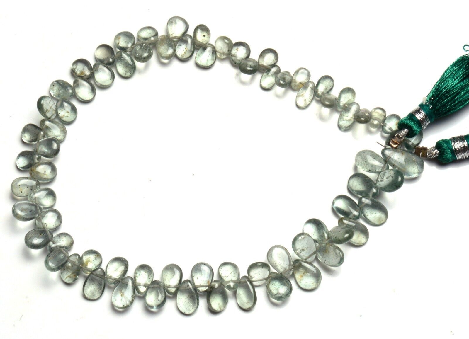 Natural Gem Moss Aquamarine Smooth 7x5MM Approx. Pear Shape Briolette Beads 9.5″