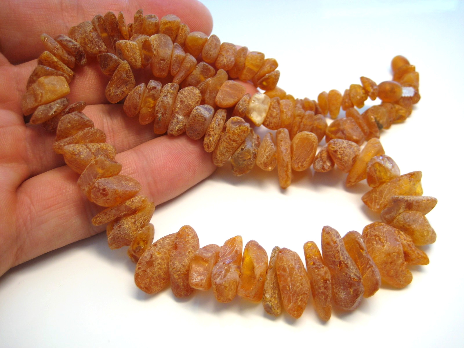 Raw Genuine Massive Cognac Beautiful Baltic Amber Necklace 36 g. 20 in !!!