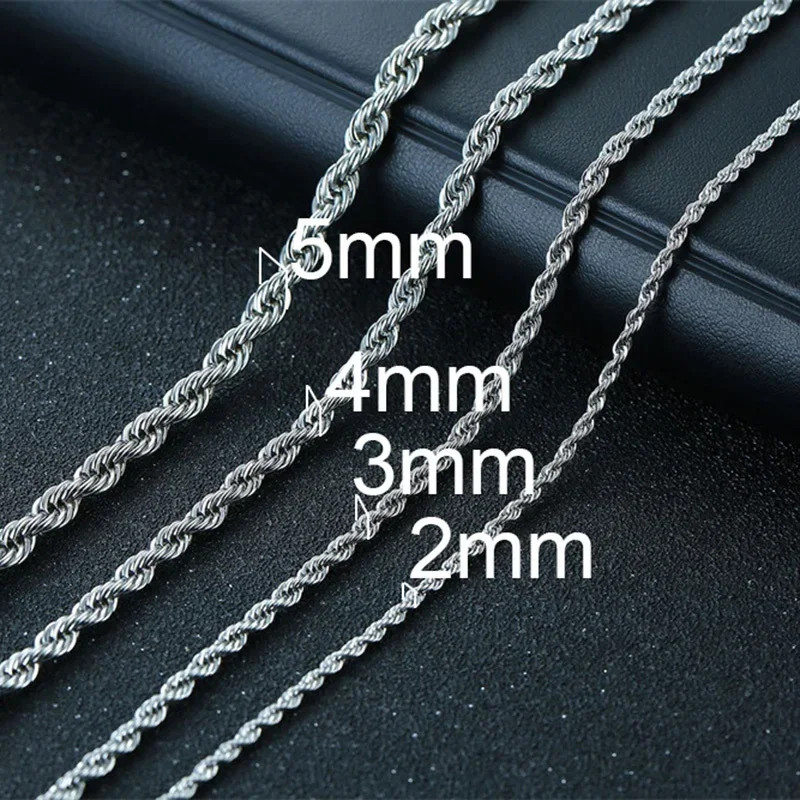 2/3/4/5/6 MM Rope Chain Necklaces For Men Women Twisted Sigapore Links Choker Ba