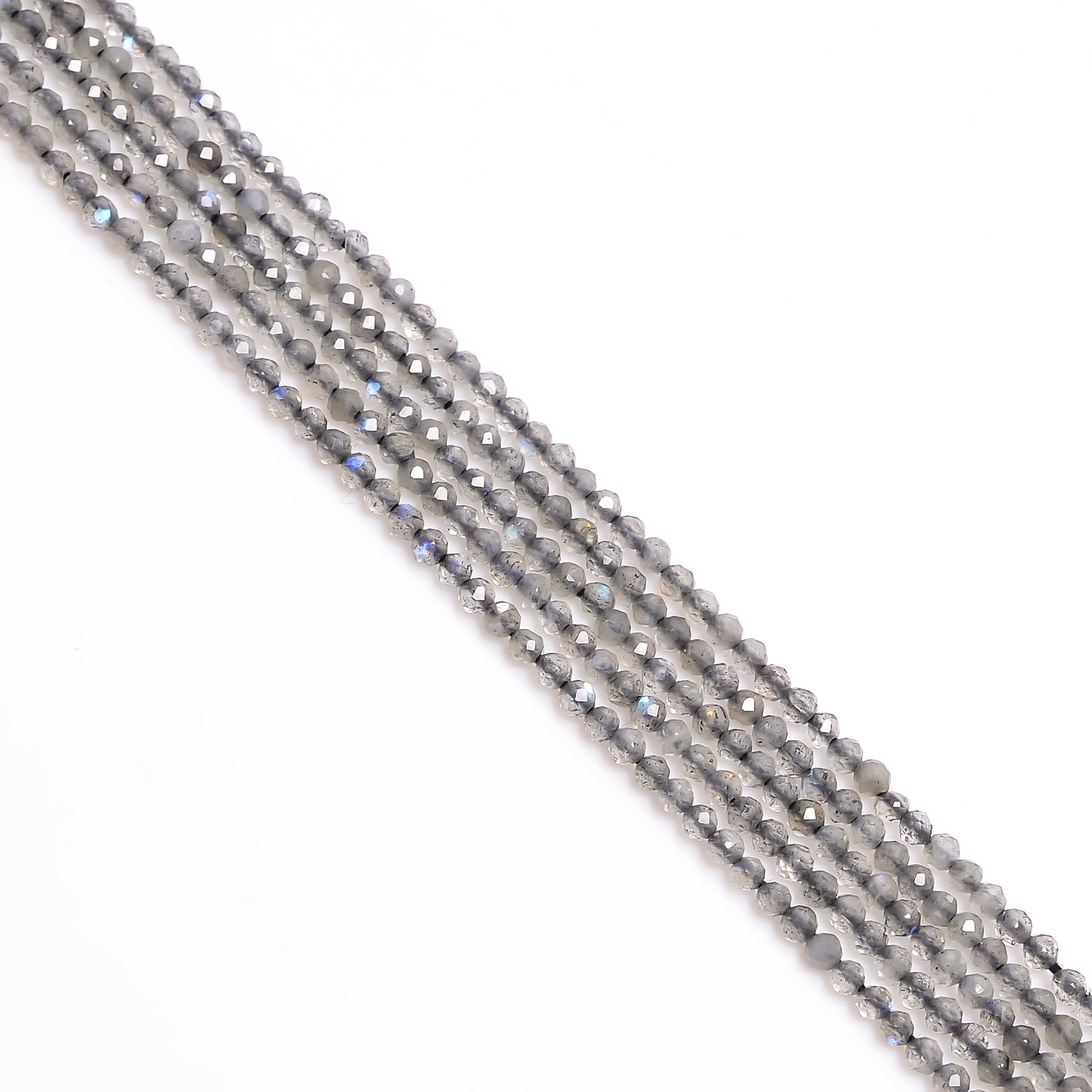 2 mm Natural Labradorite Faceted Round Rondelle Beads Jewelry 33 cm Strand EB-48
