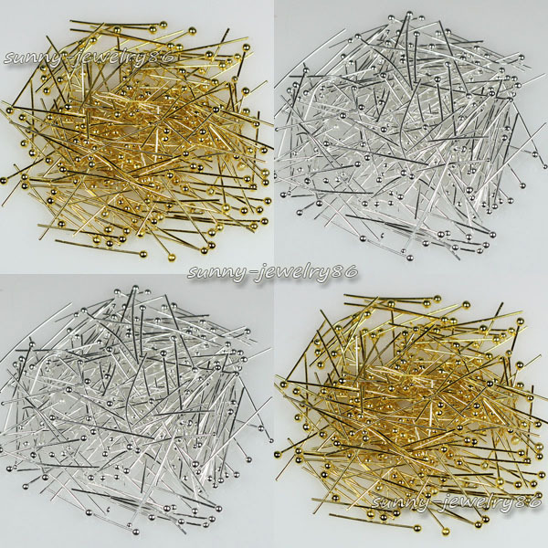 1000pcs/lot Silver/Gold Plated Copper Ball Head Pins Findings 18/20/22/25/30mm