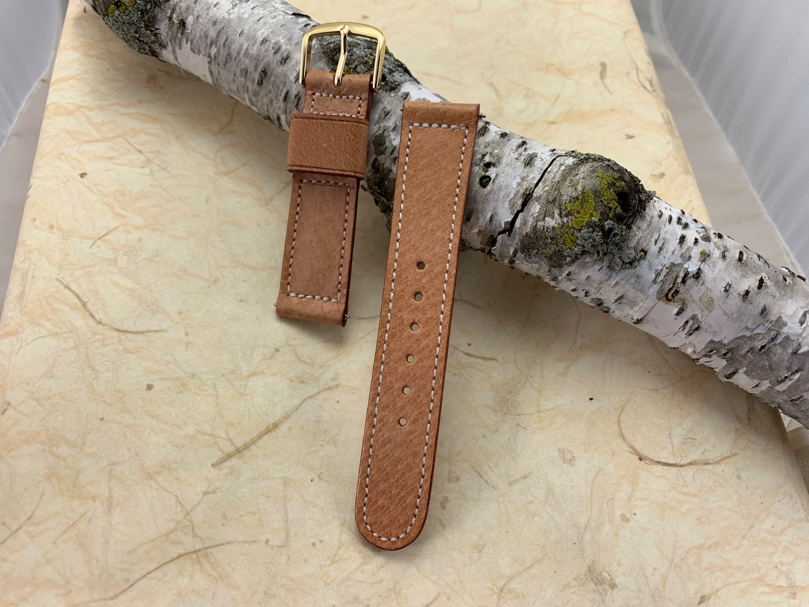 Hamilton NOS Vintage OEM Genuine Leather Light Tan SHORT 18mm X 16mm Strap