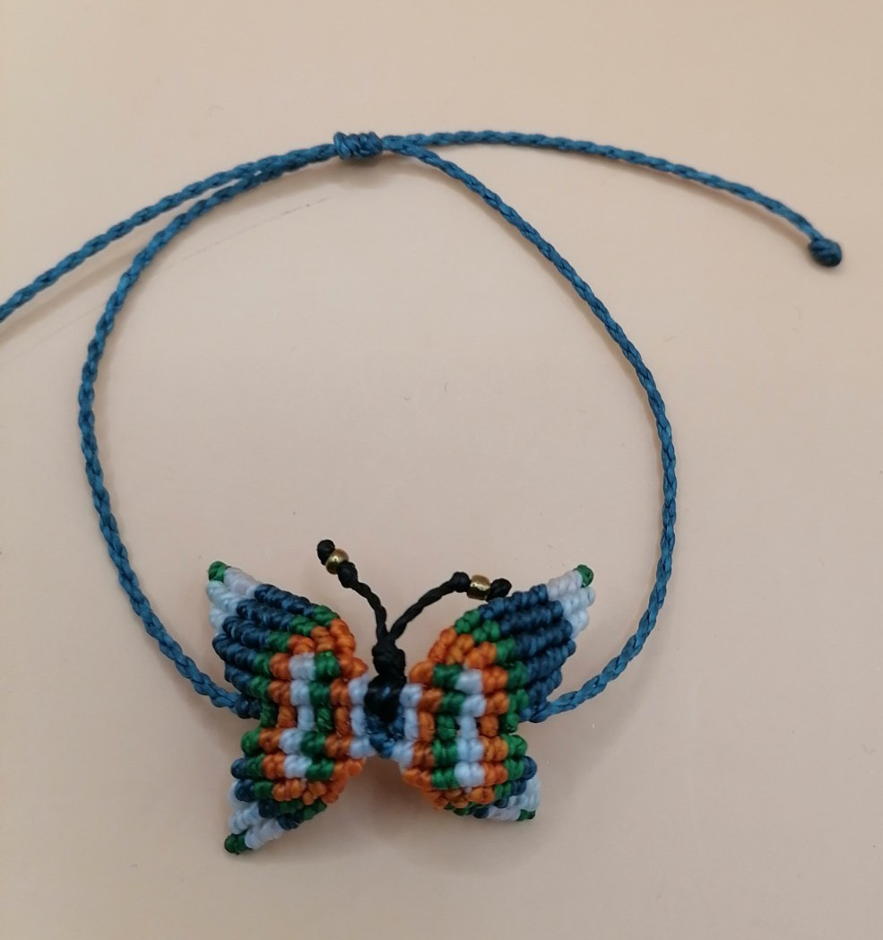 Handmade Macrame Anklet with Butterfly Design