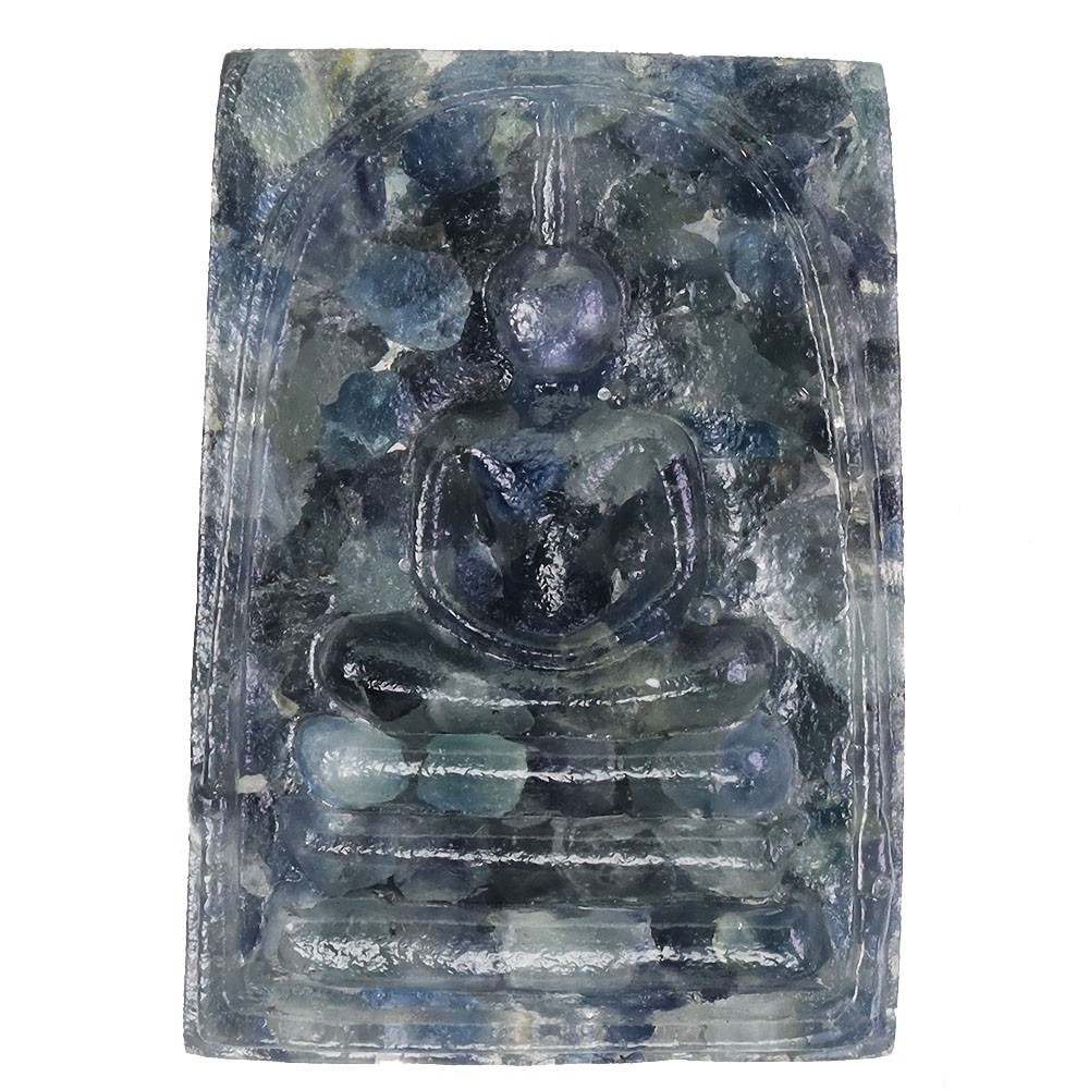 Handmade Gautama Buddha Thai Figure Statue Natural Blue Green Sapphire 40.55ct
