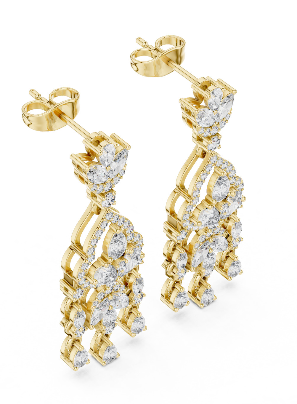 Natural Certified VVS1 Diamond Women Proposal Dangle Earrings 14k Gold Over