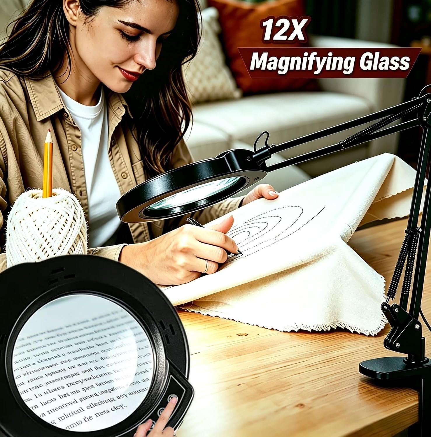 84 LED Magnification Lamp: 12X Real Glass Lens for Detail Work & Crafts