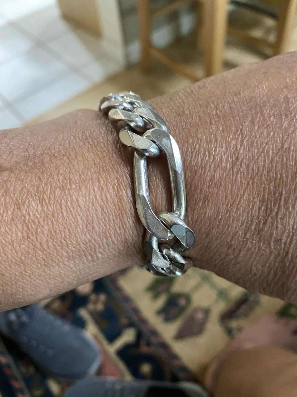 Figaro 8” Sterling Silver Bracelet Italy 60gms