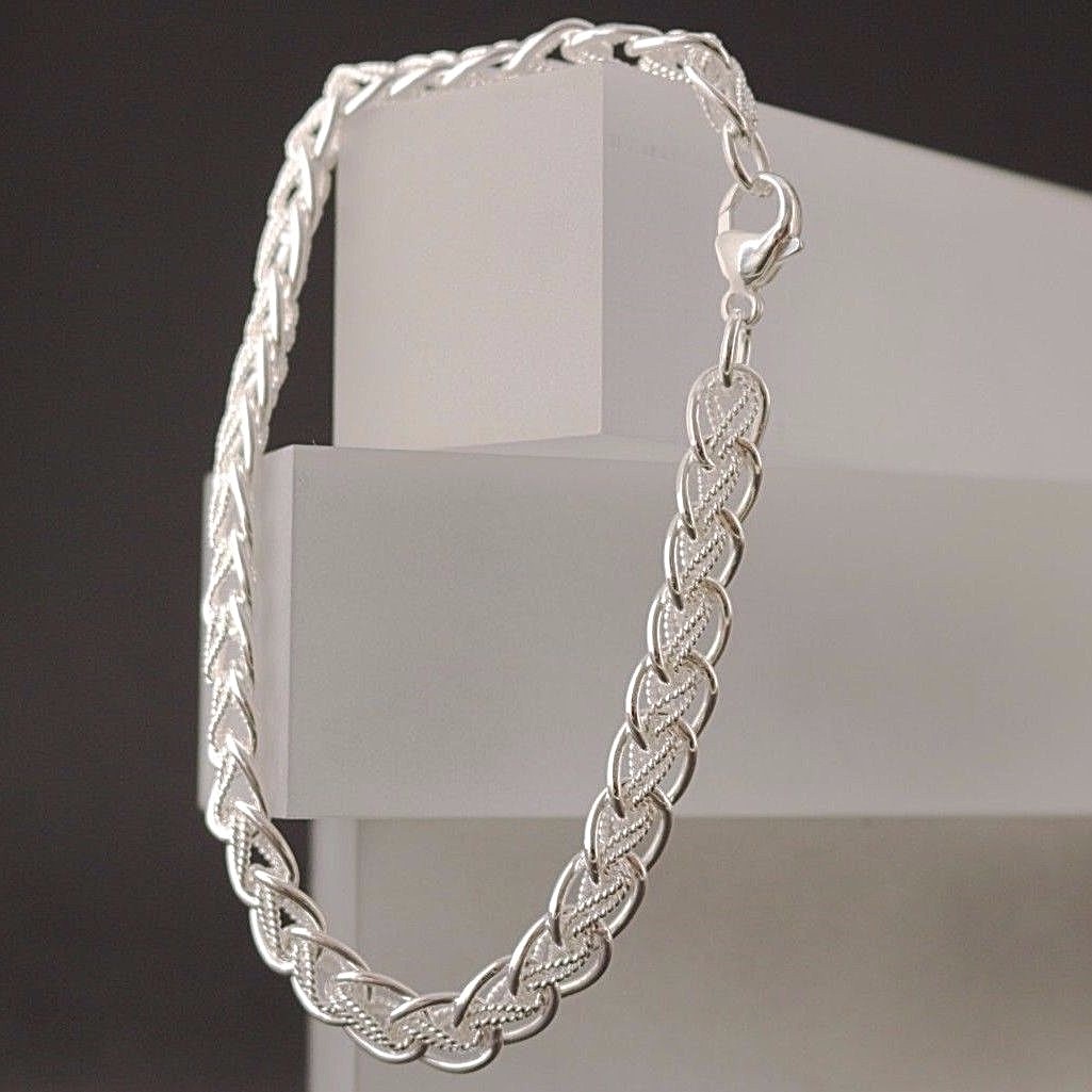 Designer Bracelet 925 Sterling Silver Bangle Custom Made 7.4mm Solid