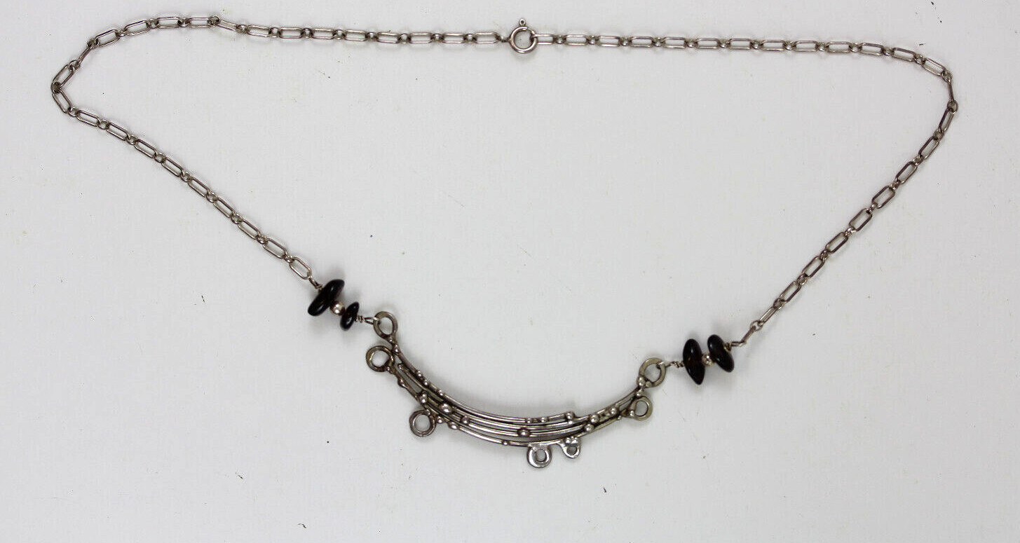 VINTAGE MARY ELWYN STUDIO ARTISAN STERLING SILVER 925 17.75″ NECKLACE GARNET