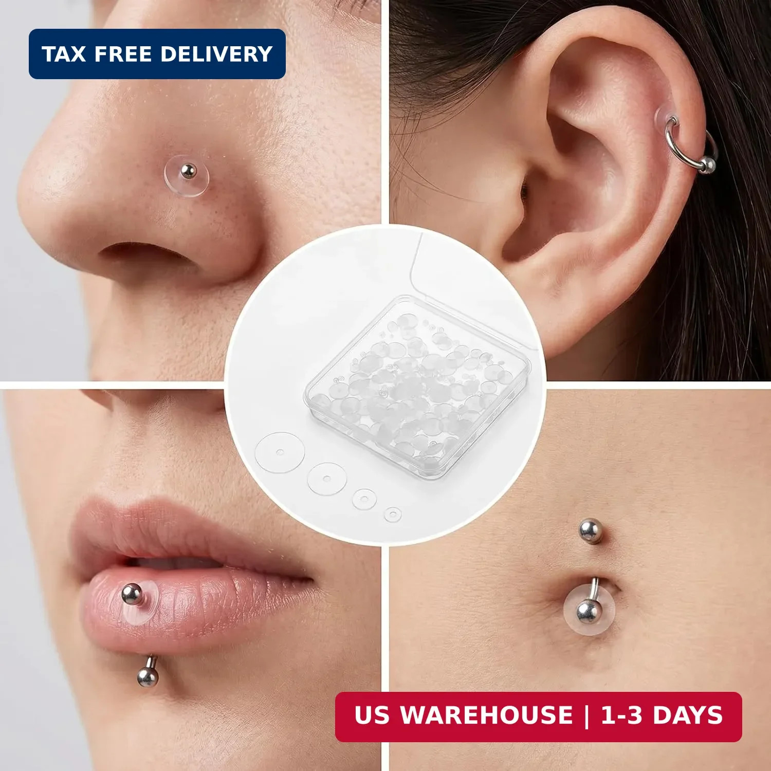 200 Pcs Clear Piercing Disc, for Piercing Bump 3/5/ 7/9 mm Clear Silicone Earrin