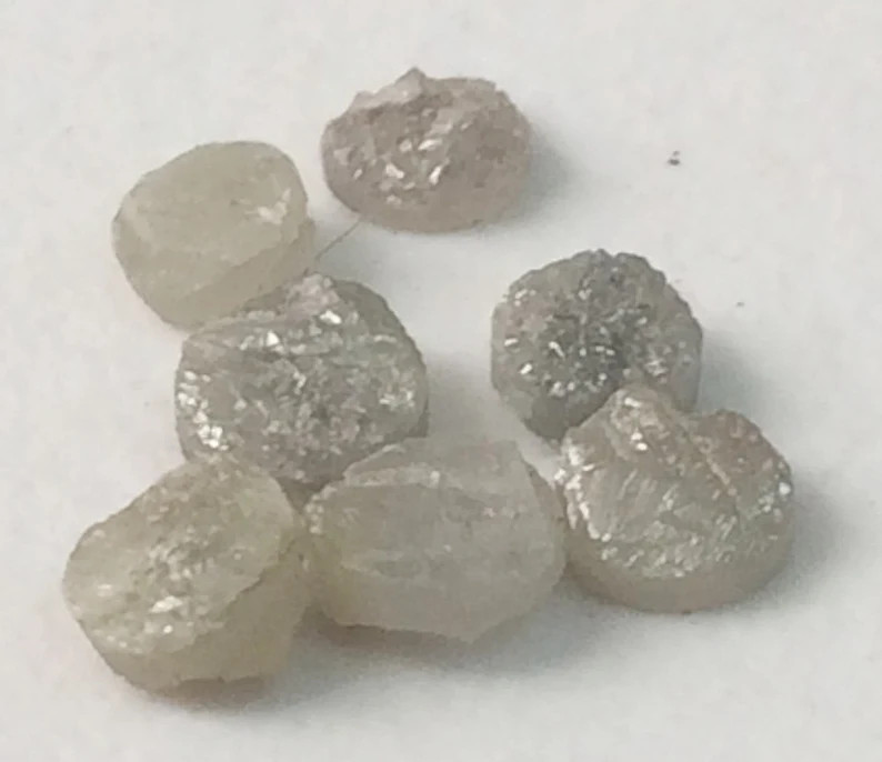 5-5.5mm, Grey White Rough Diamond Discs, Diamond Tyre, 1Pc, Diamond Studs