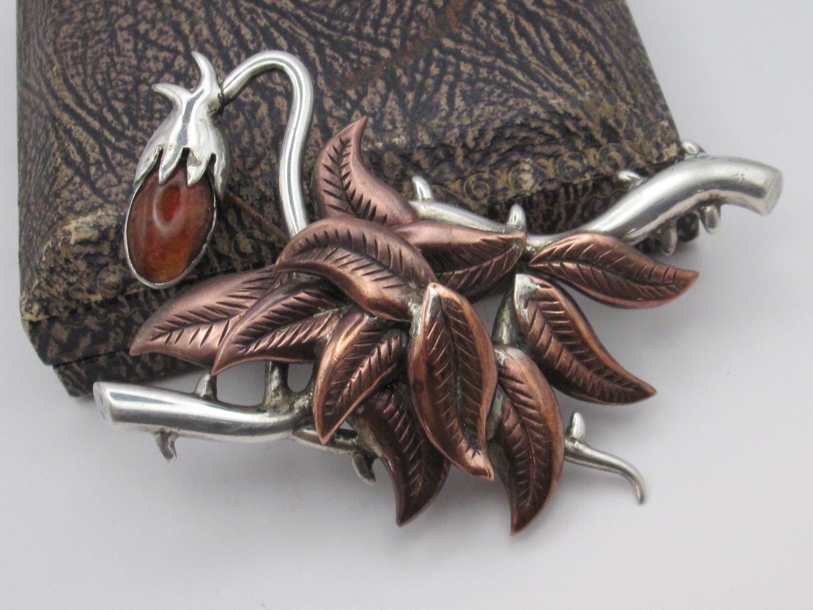 Silver by Tono Antonio Pineda Sterling and Copper Brooch Vintage Mexico Taxco