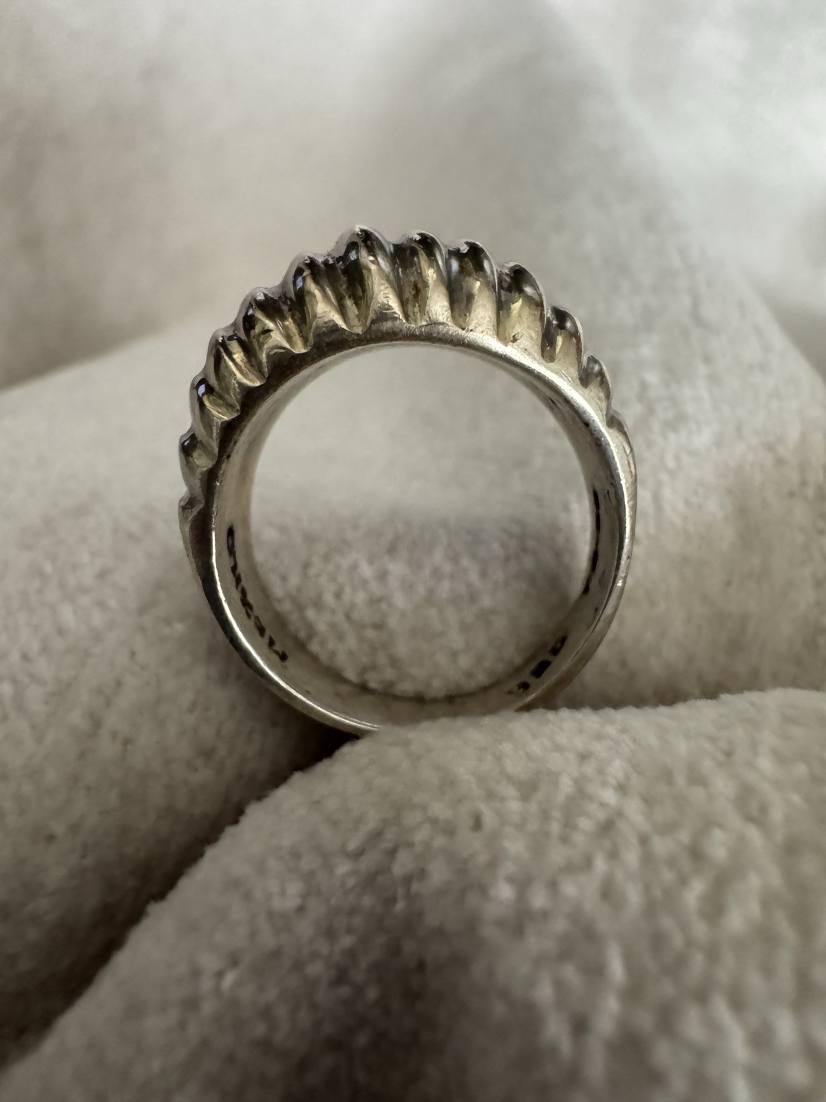 Vintage Taxco Mexico Sterling Silver Graduated Arch Ring Size 7