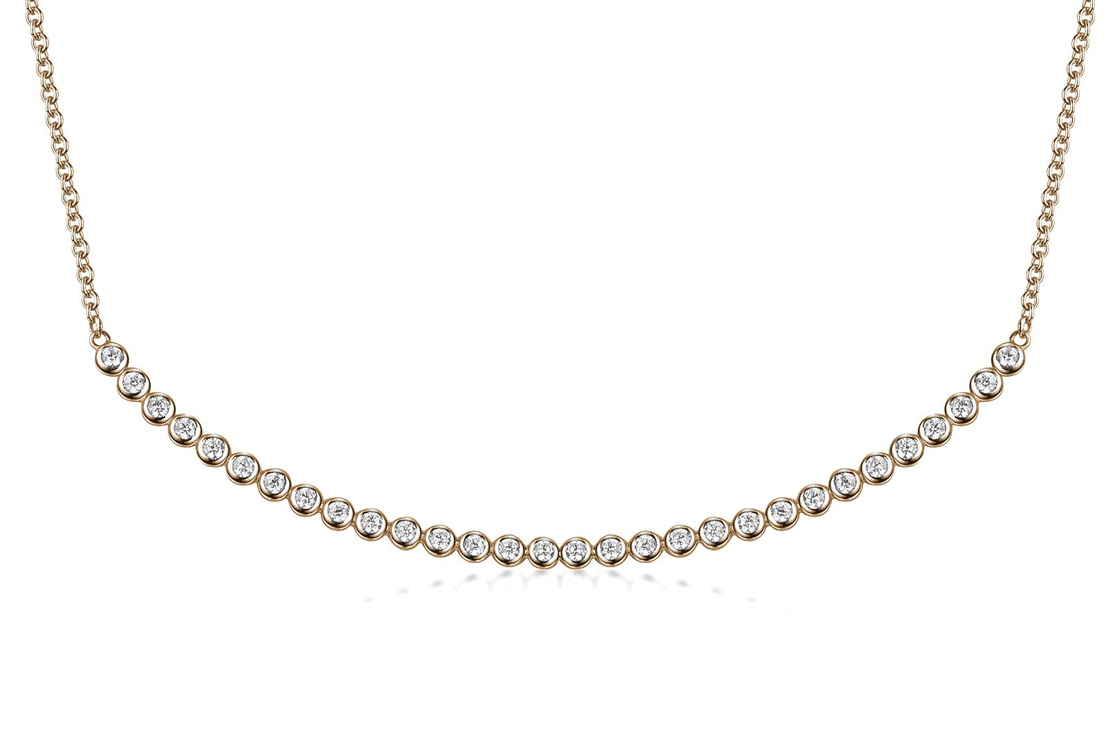 925 REAL SILVER, rose gold *** cubic zirconia necklace rose gold-plated 40-45 cm