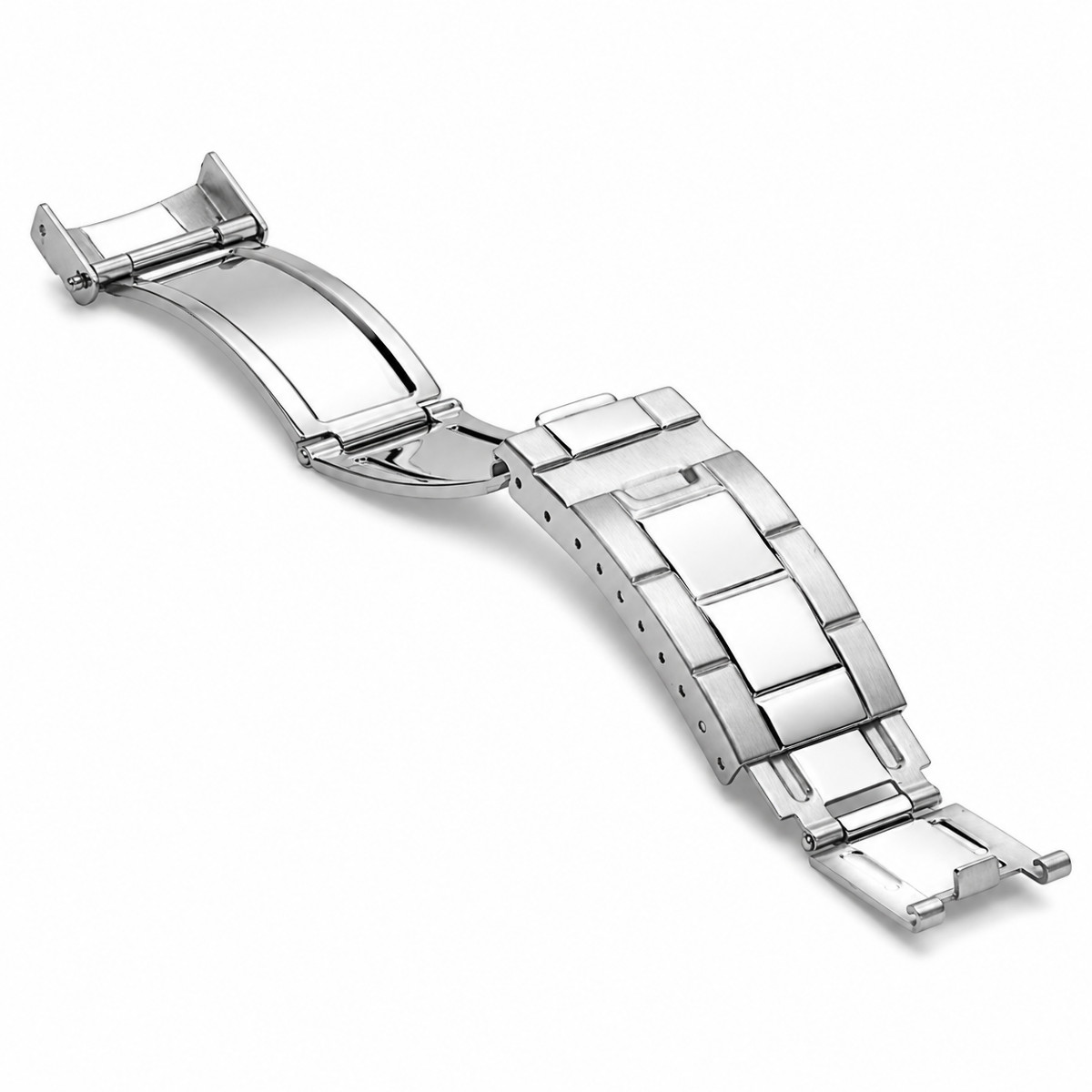 FLIP LOCK CLASP DIVER EXTENSION BUCKLE FOR ROLEX GMT OYSTER WATCH BAND SHINY /CE