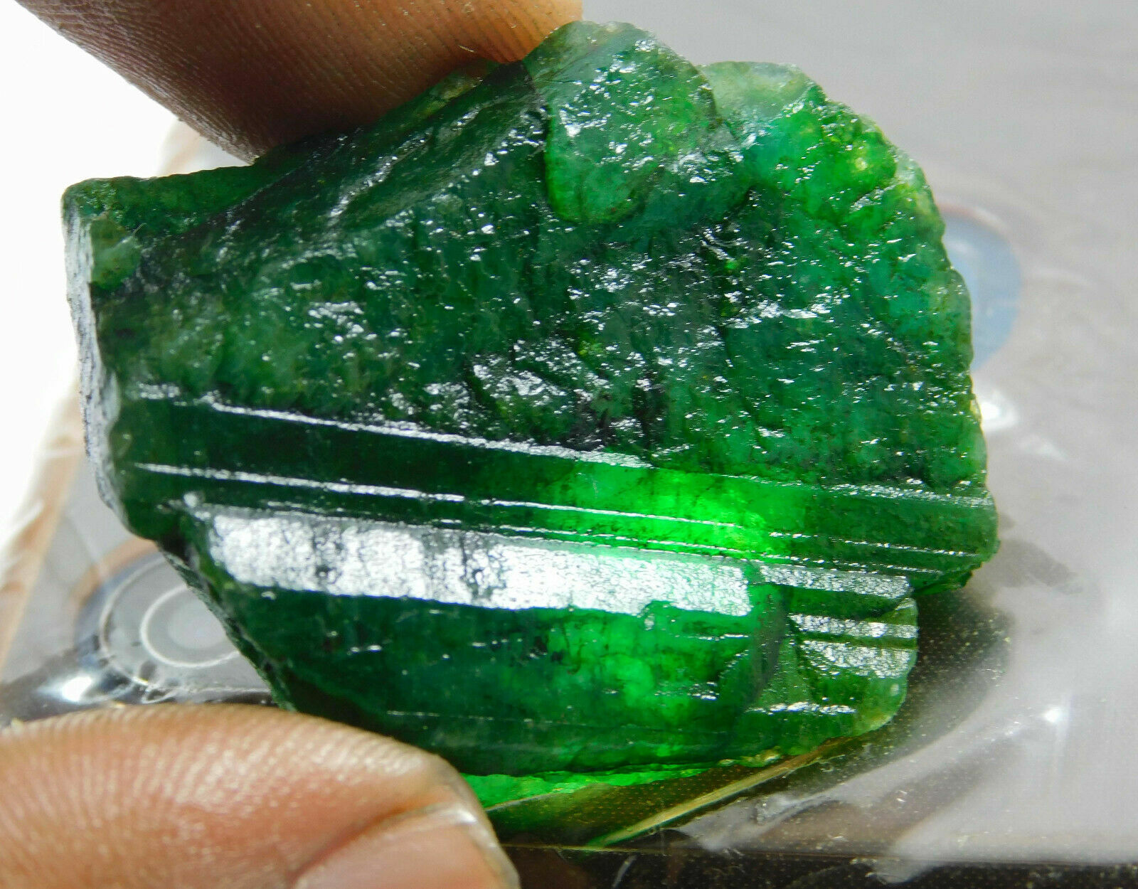 DYED Nice 53Ct Natural Translucent Green Colombian Emerald Rough Loose Gems