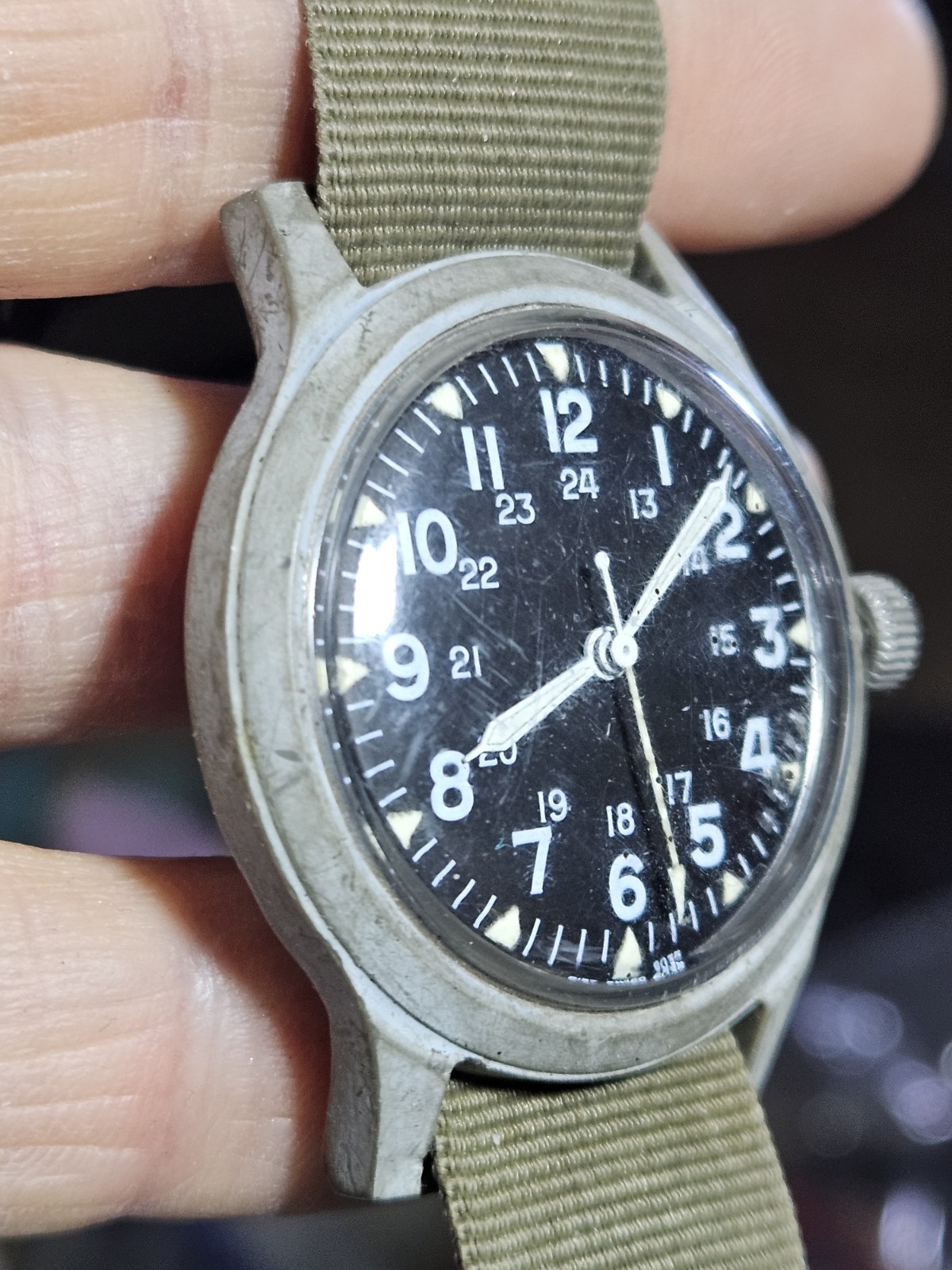 Vtg MAR 1970 Benrus Corp MIL-W-46374 Military Watch Vietnam War Orig Strap Works