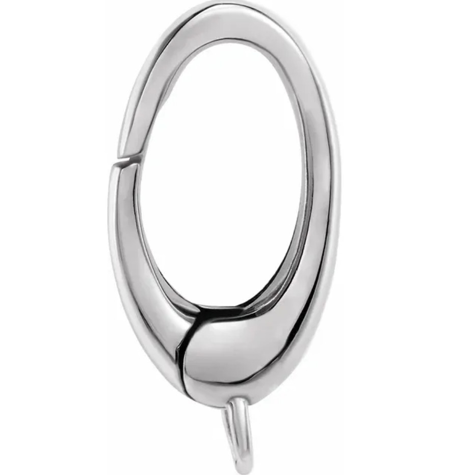 10.7mm 14k Solid White Gold Triggerless Carabiner Charm Lobster Clasp USA MADE