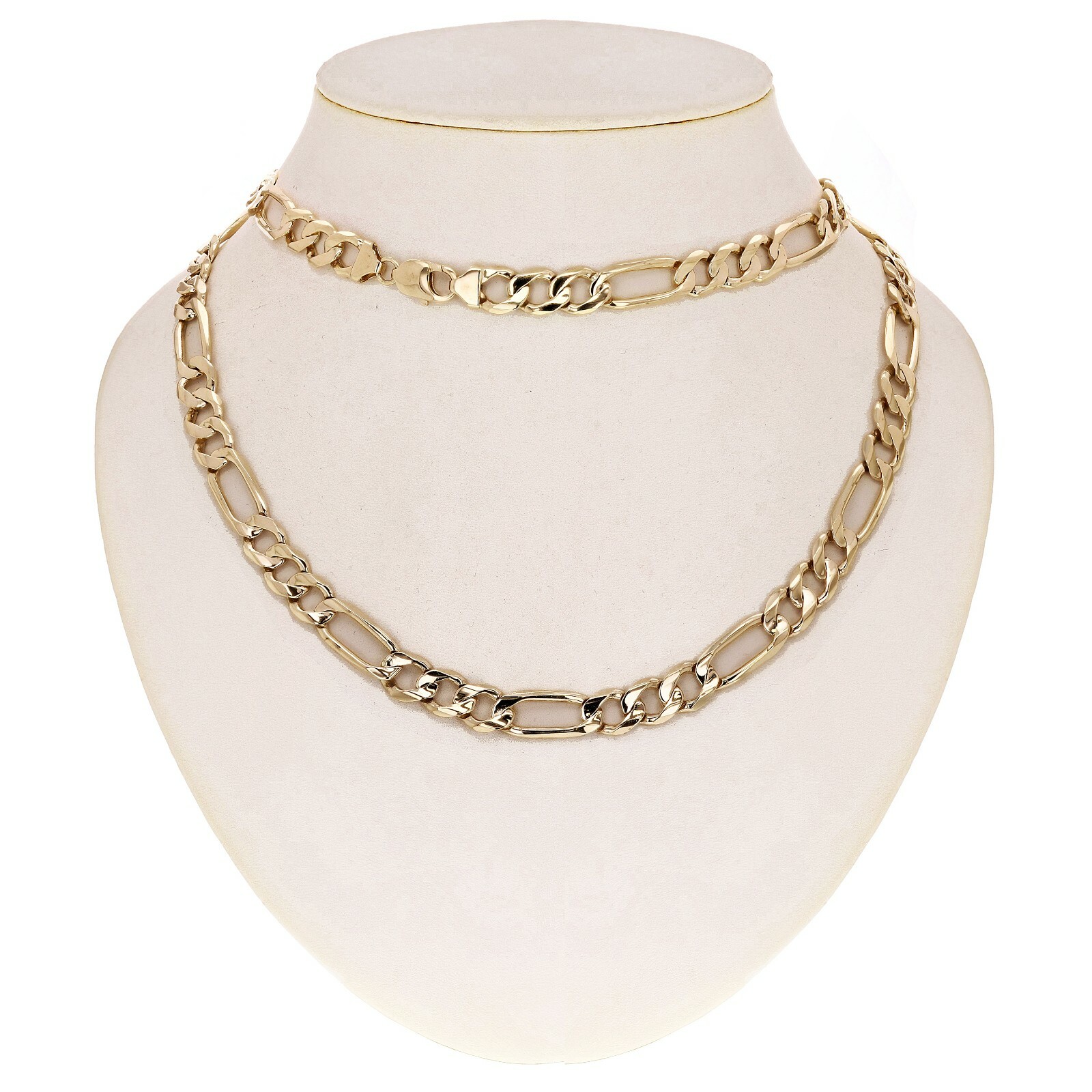 Men’s 14k Yellow Gold Solid Figaro Chain Necklace 24″ 9.7mm 69.6 grams