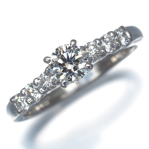 Auth TASAKI Ring Diamond 0.40ct/0.27ct Solitaire US6-6.25 1000 Platinum