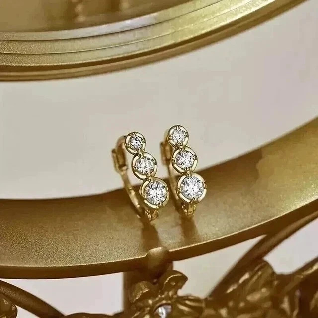 2Ct Round Simulated Diamond Huggie/Hoop Stunning Earring 14k Yellow Gold Plated