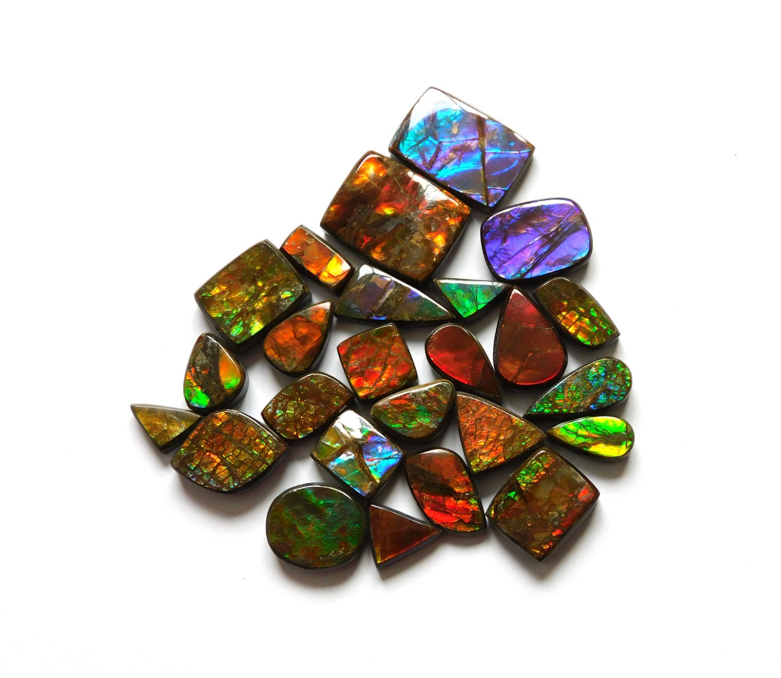 114.75 Cts Natural Ammolite 25 Pcs Lot Loose Cabochon Gemstone CN05