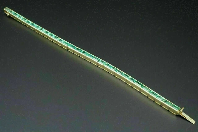 4Ct Emerald Cut Lab Created Green Emerald Tennis Bracelet 14K Yellow Gold Plated
