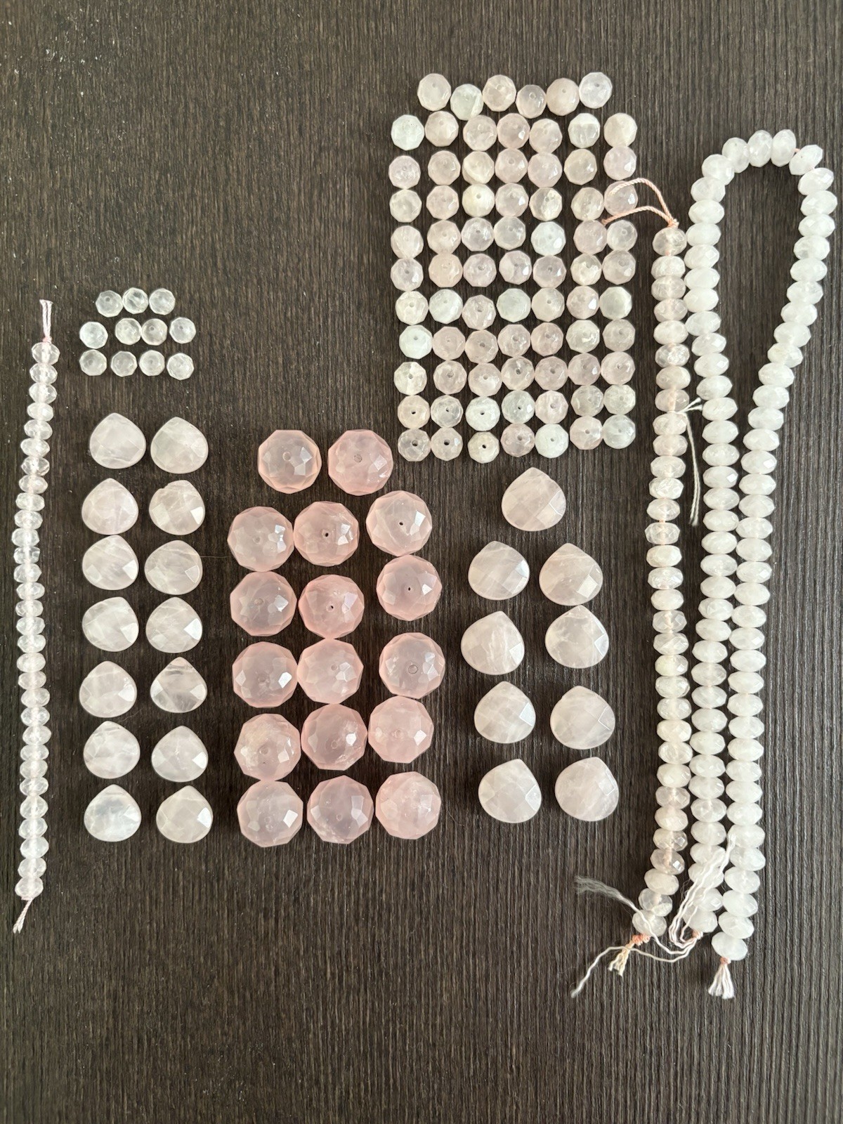 LOT Of Rose Quartz Heartshape Roundelle Stones Beads Read Info