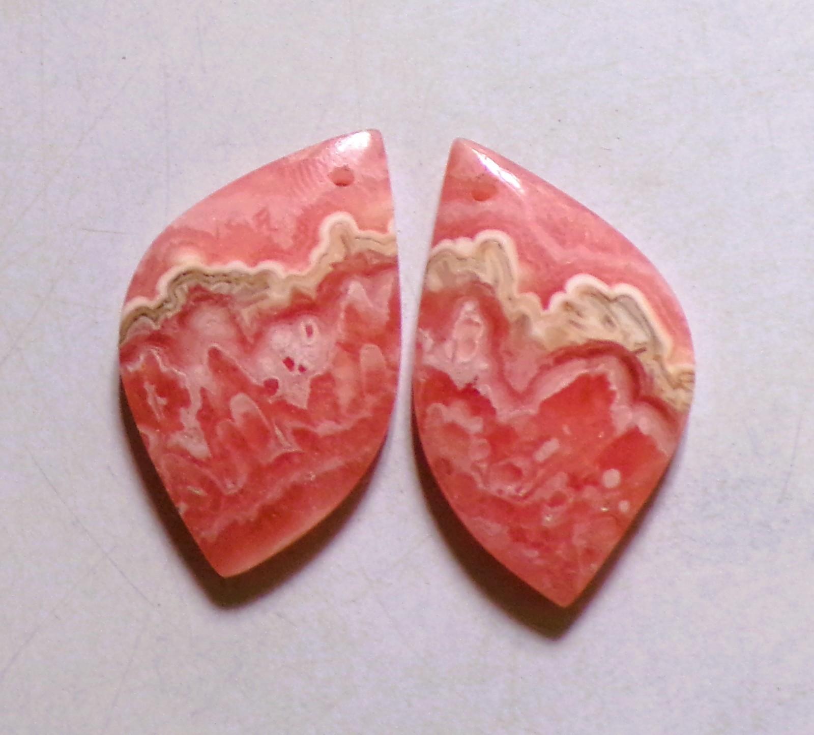 46.10 Cts Rhodochrosite Drilled Cabochon Match Pair Gemstone 30X18MM A90