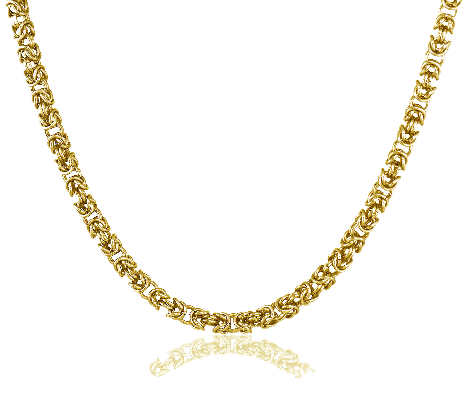 Stainless Steel Yellow 7MM Byzantine Necklace – 18″ Inch