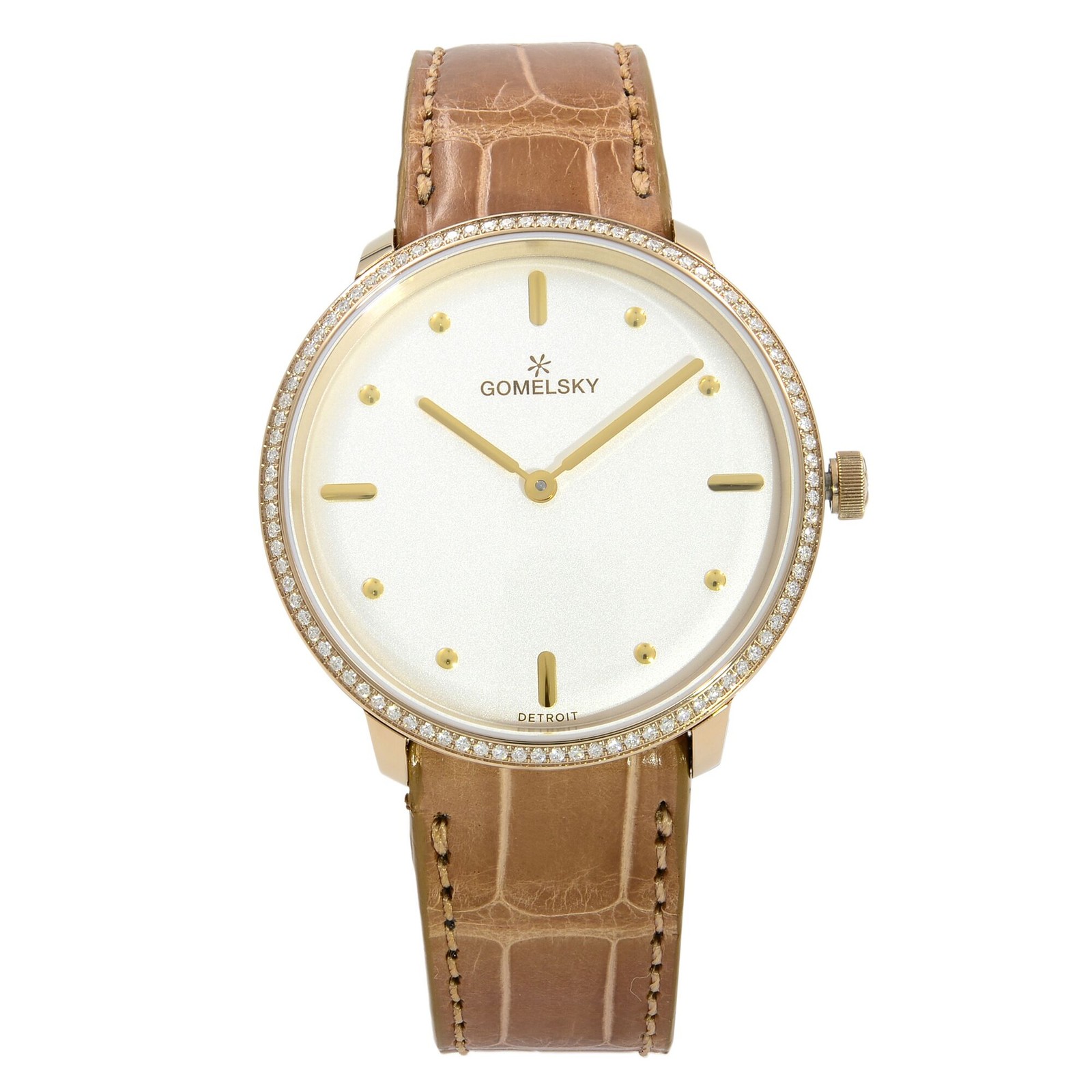 Gomelsky Audry Steel Gold Plated Diamond White Dial Ladies Watch G0120112280