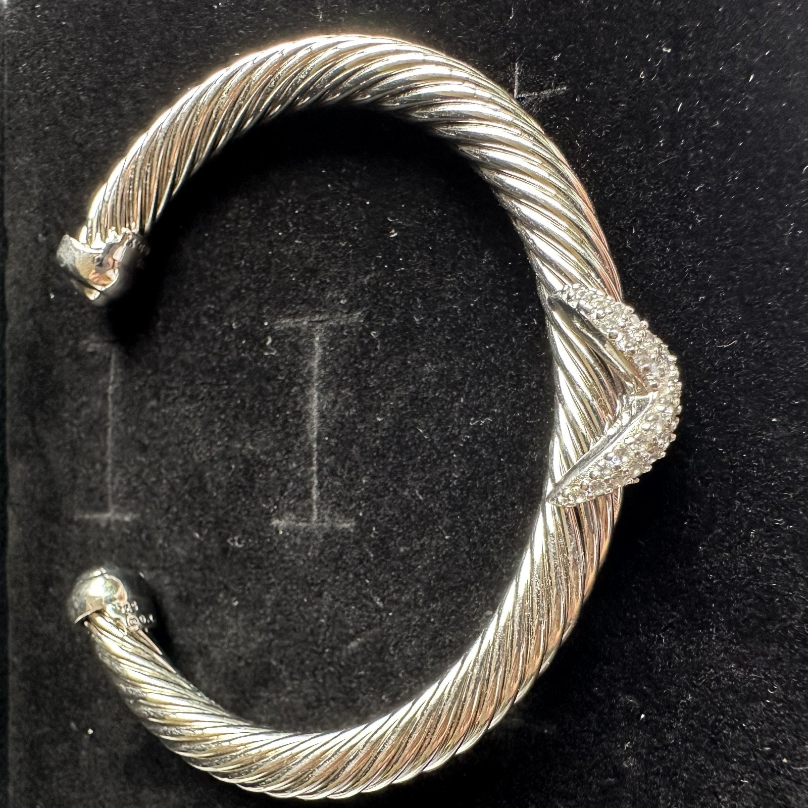 David Cable Flex X Bracelet 7mm Sterling Silver with Diamonds Sz M