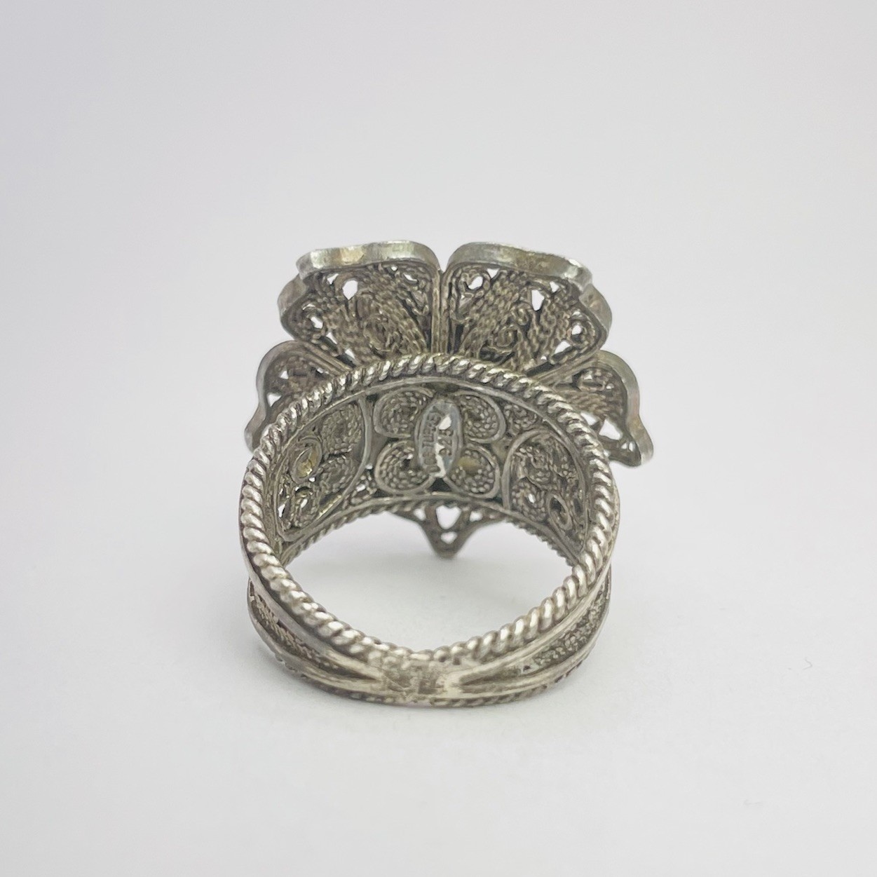 DGS Turkey Blooming Flower Filigree Design Sterling Silver Ring Size 6 (7.83g)