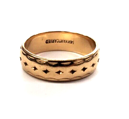 Vintage ARTCARVED 14K Solid Yellow Gold Wedding Band Ring -size 7 / 5.3 grams