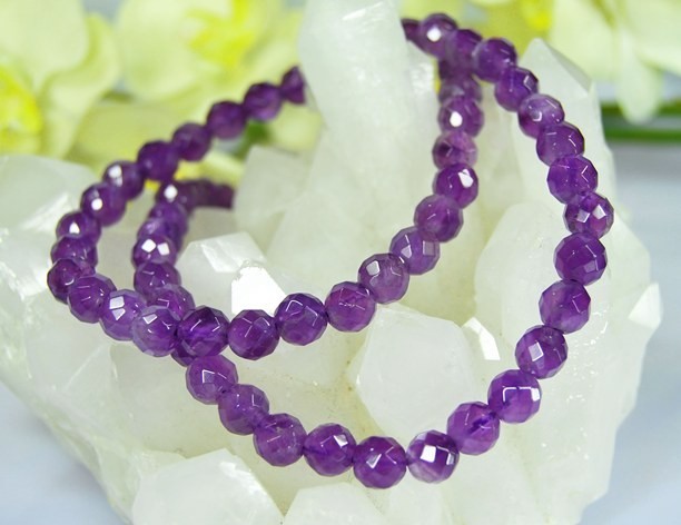 Healing Stone Gemstone Necklace Amethyst Faceted Ø6mm Magnetic Clasp