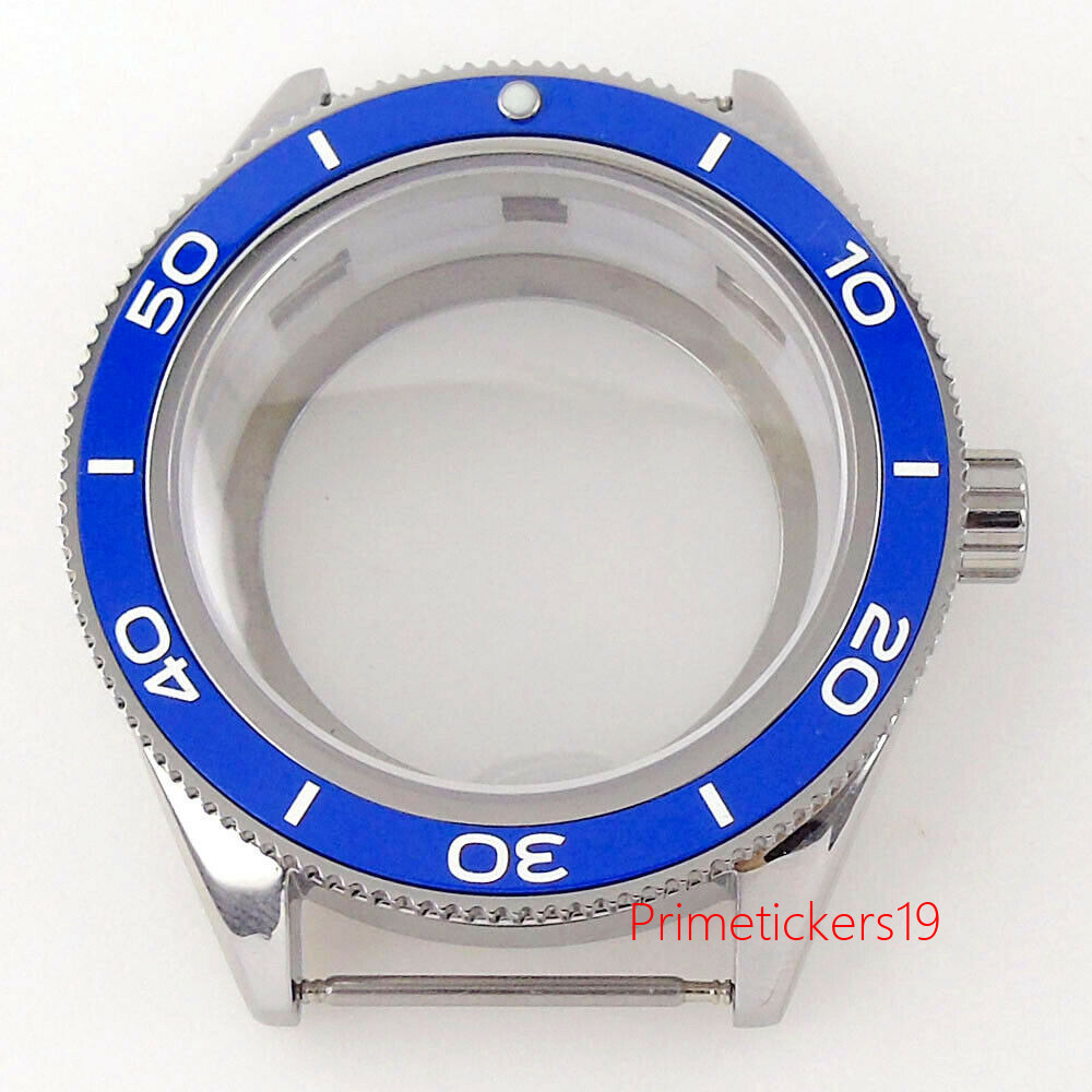 42mm Watch Case Sapphire Glass Fit NH35 ETA2824 PT5000 Glass Back Ceramic Bezel