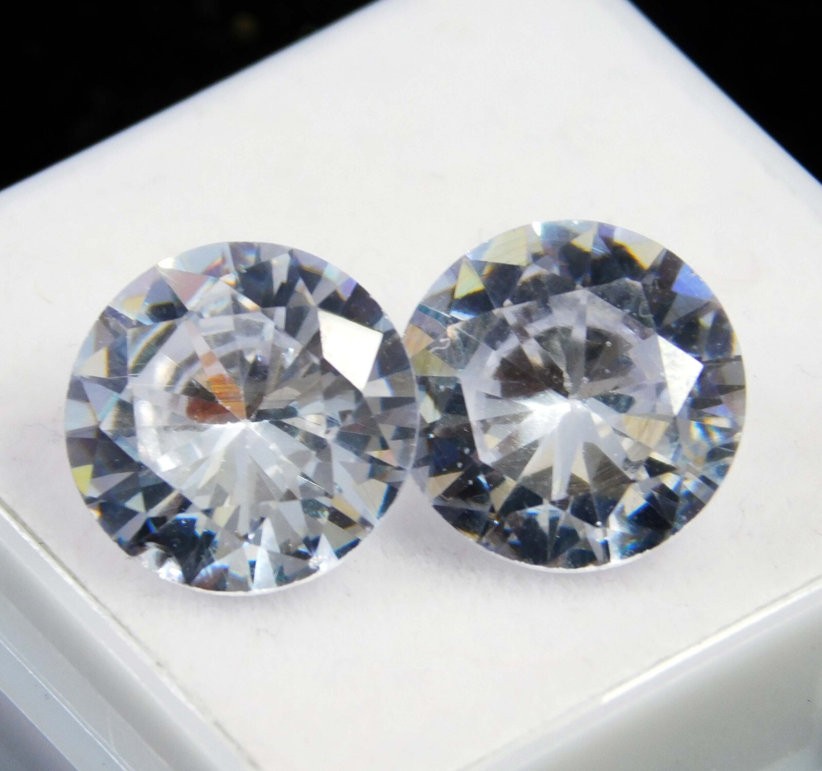 Certified 8.65 Ct Natural Cambodian White Zircon Round Cut Pair Loose Gemstone