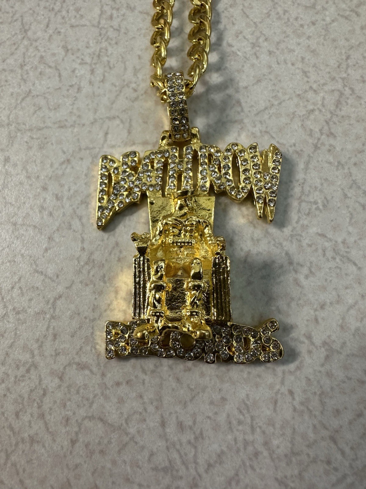 DEATH ROW Gold Color Cuban Link Chain Necklace with Pendant. US Seller – NEW
