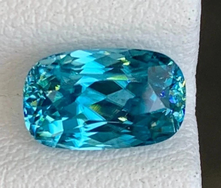 Natural Blue Zircon Cambodian GIE Certified Cushion Cut 14.85 Ct Loose Gemstone