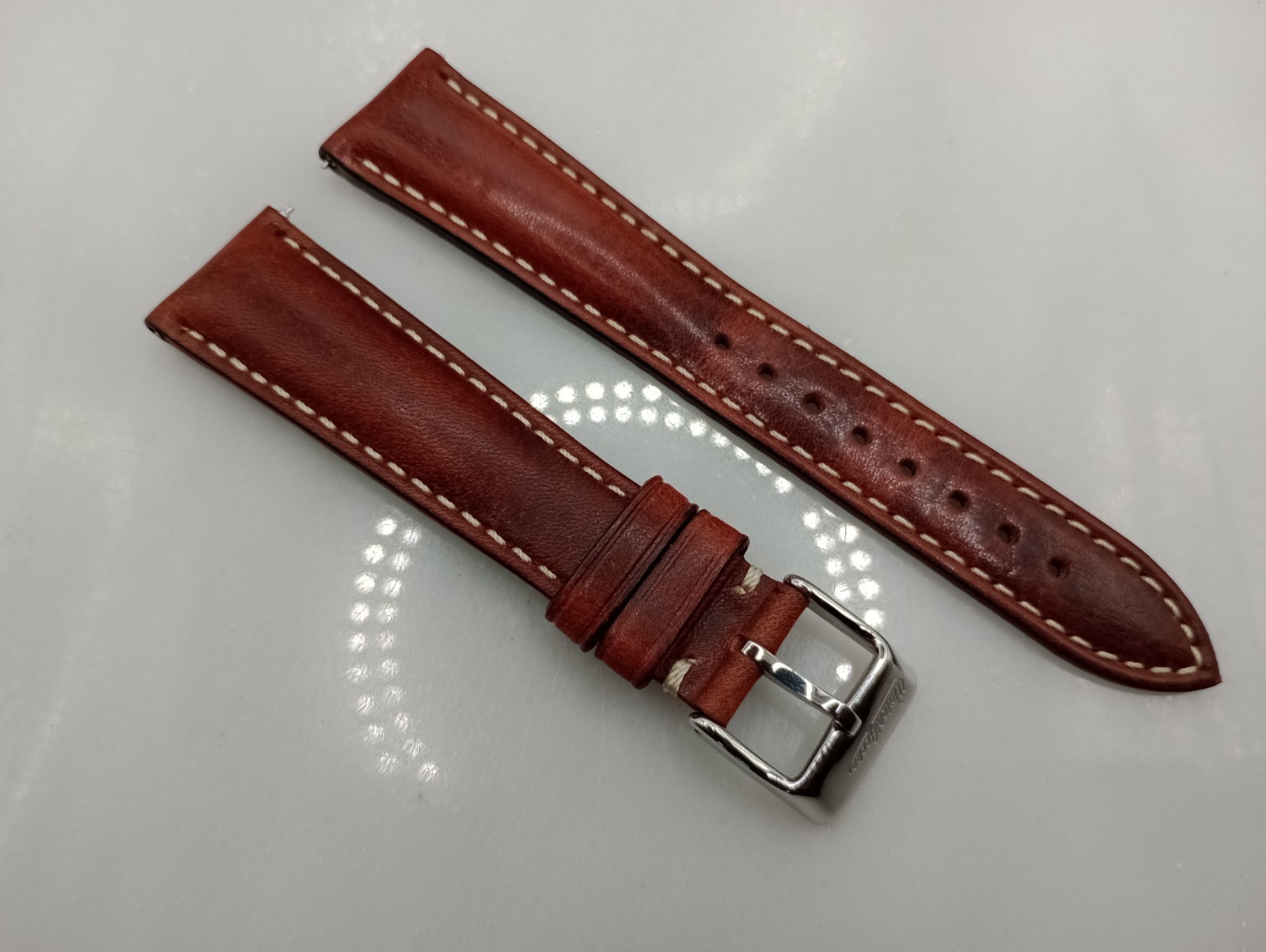 New Watchgecko Highley 20mm Italian Leather Handmade Brown Watch Strap 6B382