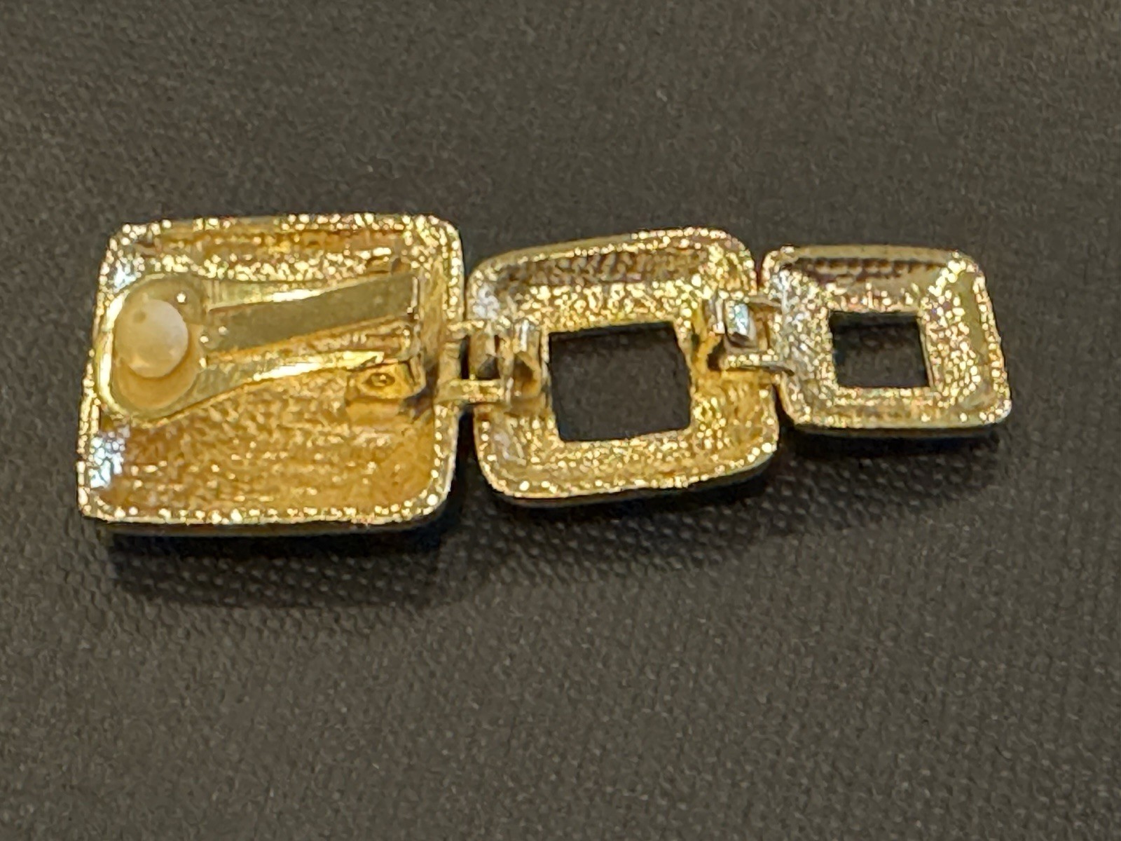 Vintage Gold Tone Earrings Geometric Square Dangle Drop Runway Statement 1980s