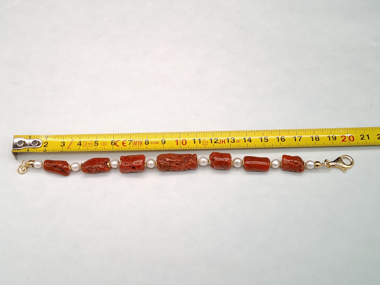 Women’s Red Coral Sardinian Bracelet Natural Real Pearl Silver 925 Gold Plac