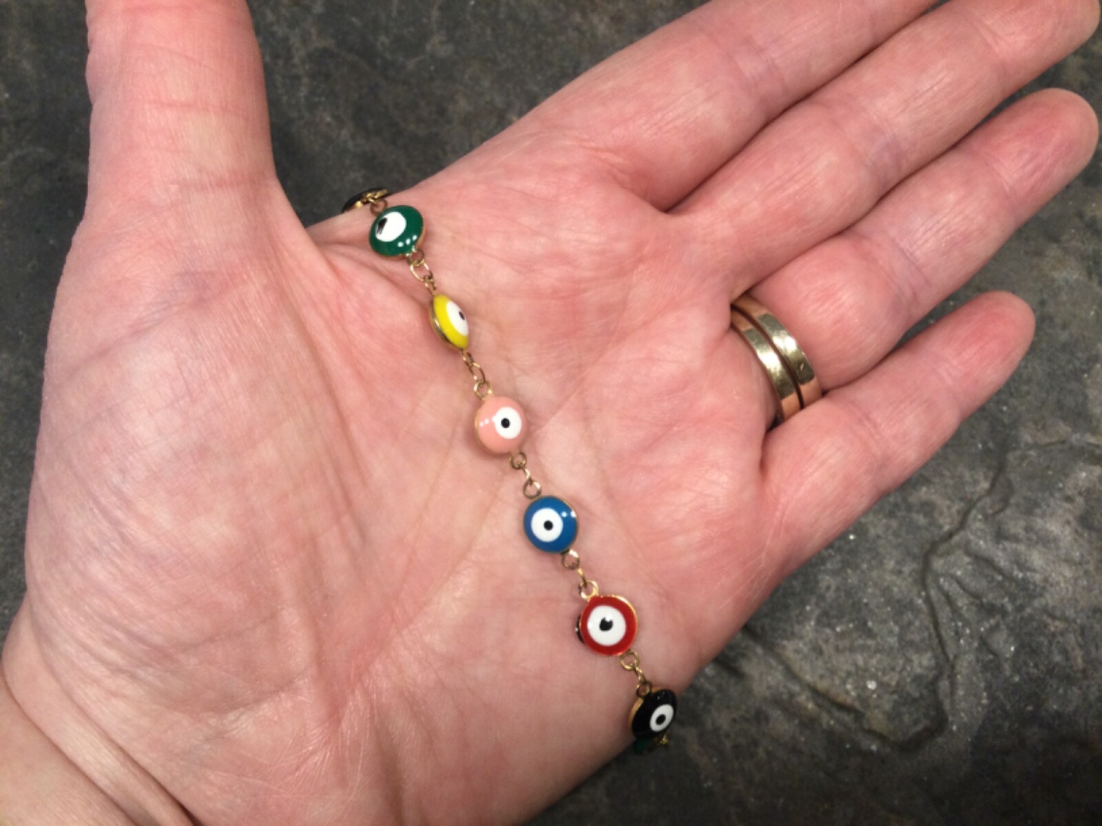 NWT Stainless Steel enamel Evil Eye ankle bracelet 9 1/2” with 2” extender