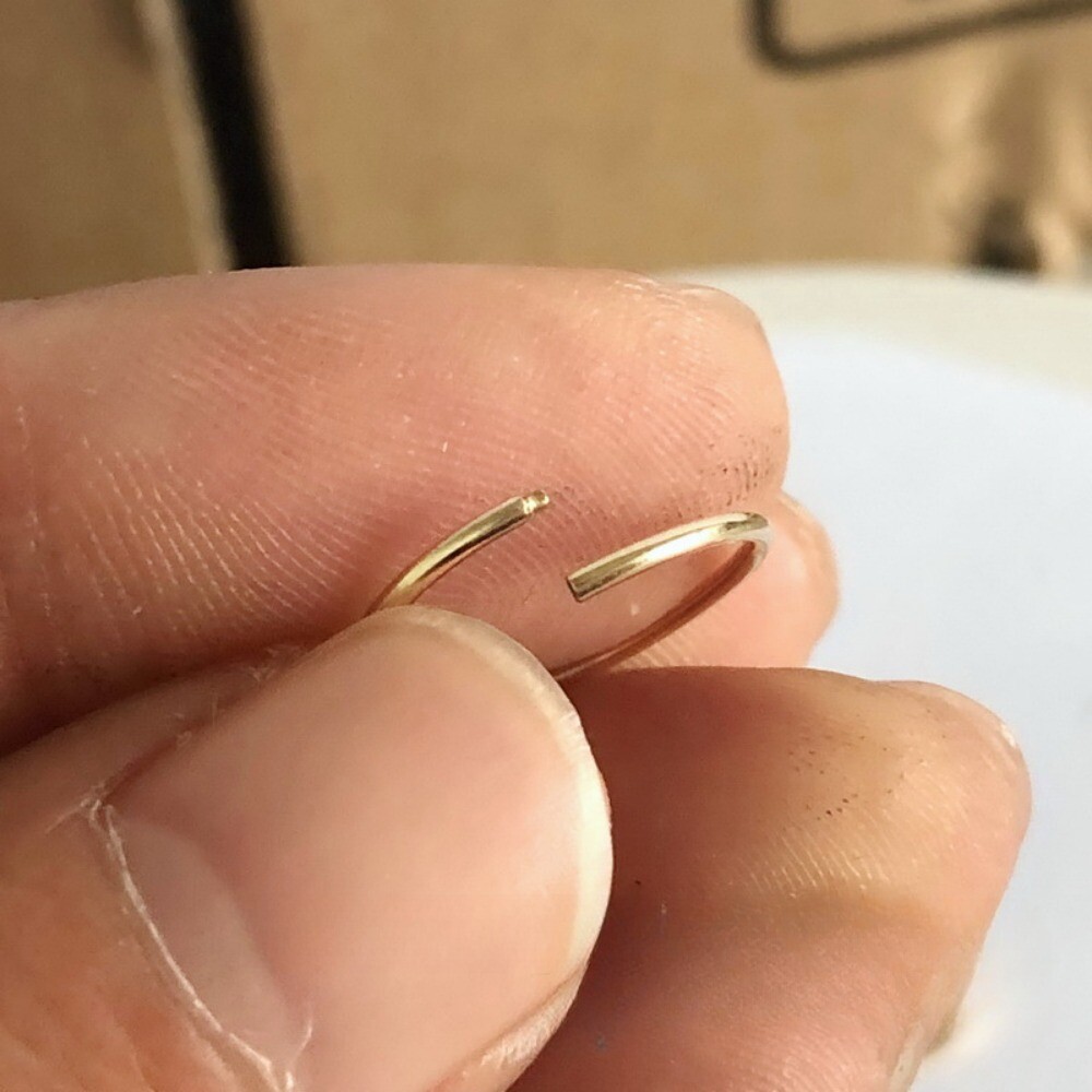 14K Yellow Gold Round Endless Hoop Earrings 1mm Tube Hoops Ear Rings