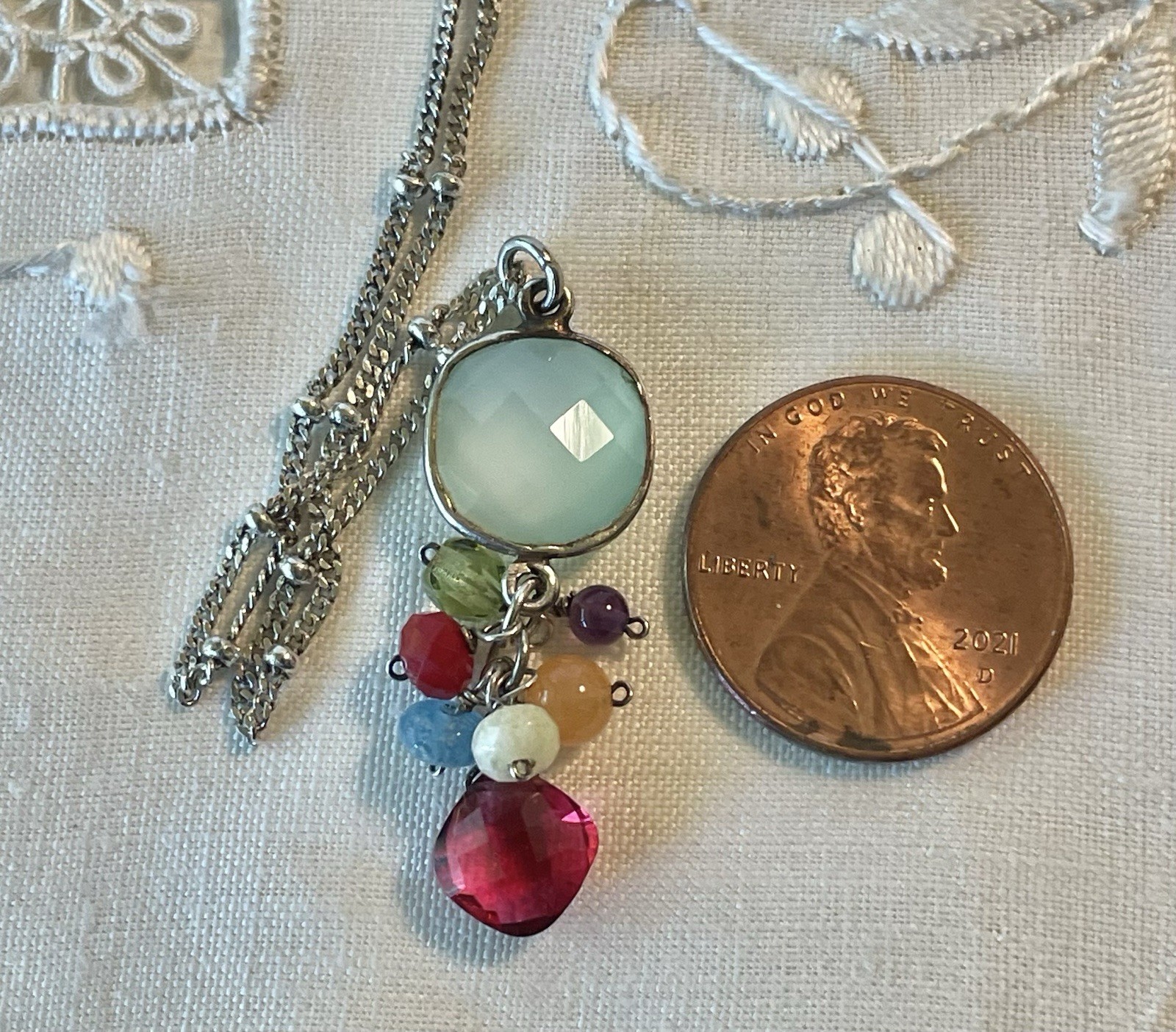 Anna Balkan 925 Sterling Silver Semi Precious Stones 16” To 18″ Long Necklace