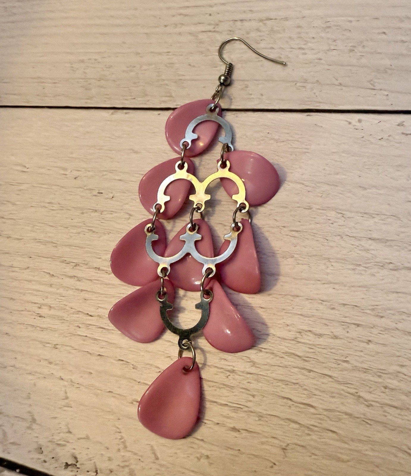2 Pair Pink Multicolor Chandelier Earrings – Genuine Capiz Mermaid Scale – Boho