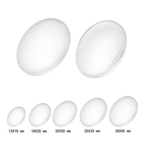 20pcs Oval Pendant Trays with Glass Cabochons 18*25mm, Silver