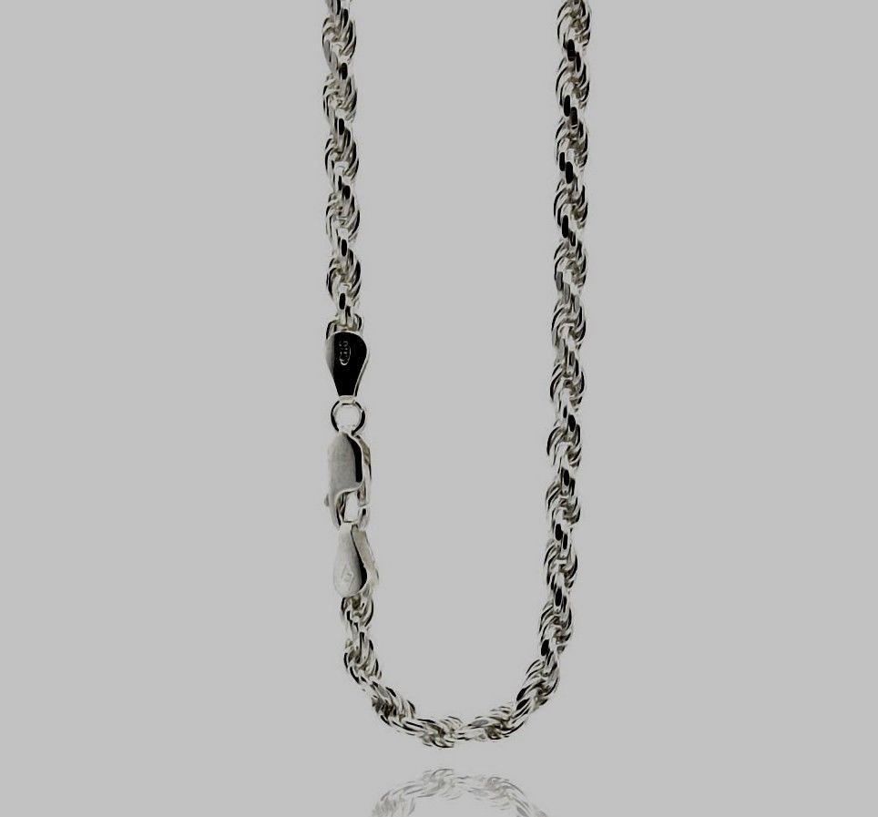 ROPE080/925 STERLING SILVER CHAIN / ROPE DESIGN / 24 INCH LONG /LOBSTER LOCK